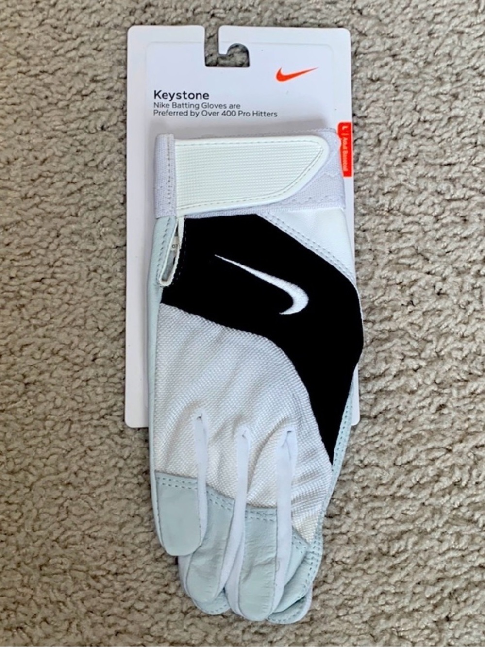 Nike Unisex Keystone Batting Gloves in White and Black. Multiple Sizes- NWT